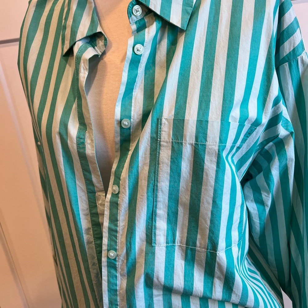 a new day Turquoise and White Striped Women's Shirt